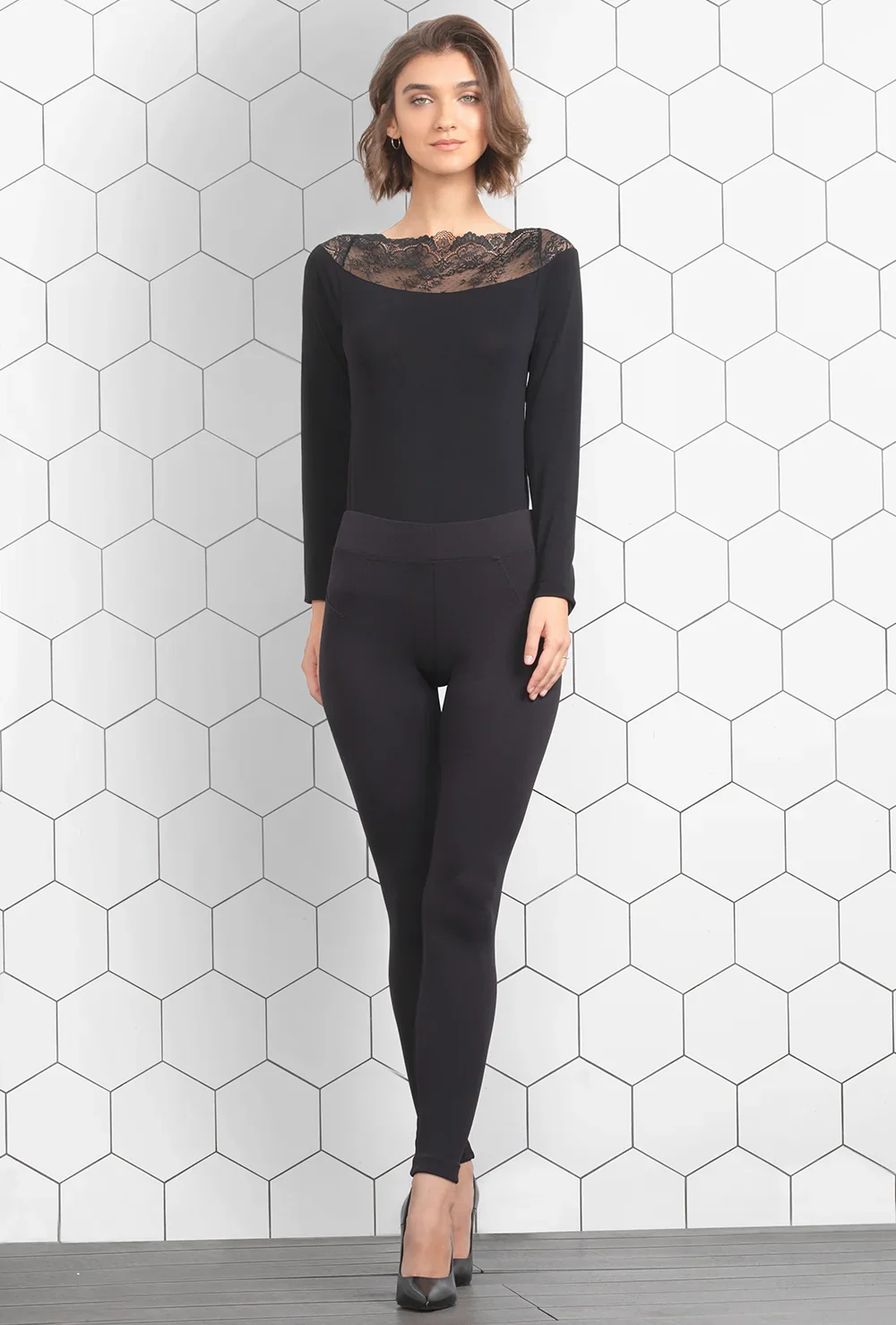 Legginsy z przeszyciami plus size Push-up